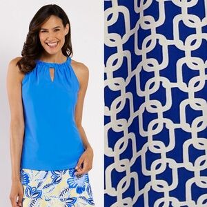 Jude Connally HTF Claire Top Chain Blue Link Pattern Size Large Jude Cloth.  21